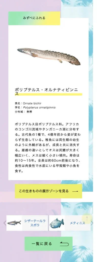 「いきもの図鑑」のページより。